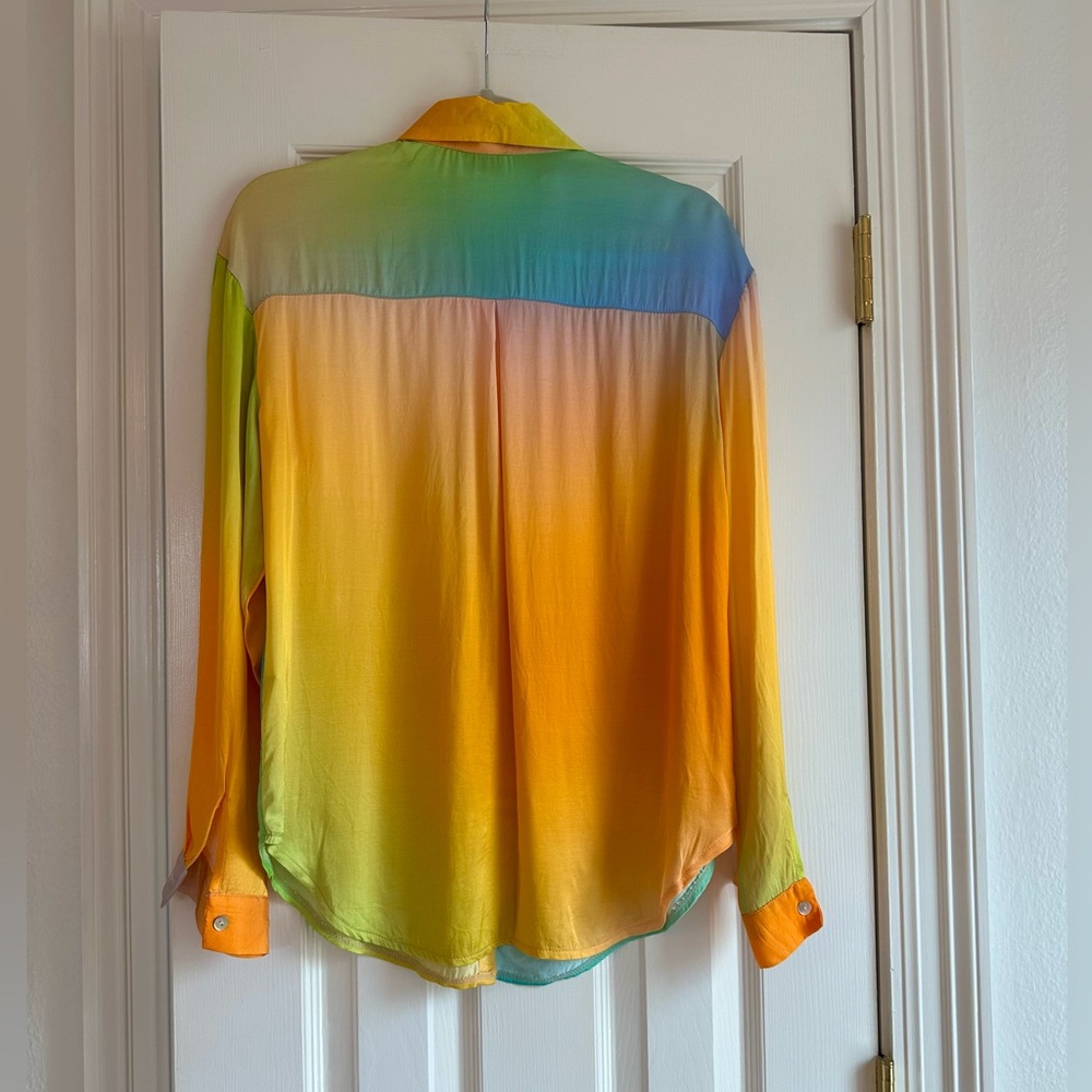 Frnch Multi Colored Button Down Blouse Size Small - image 7